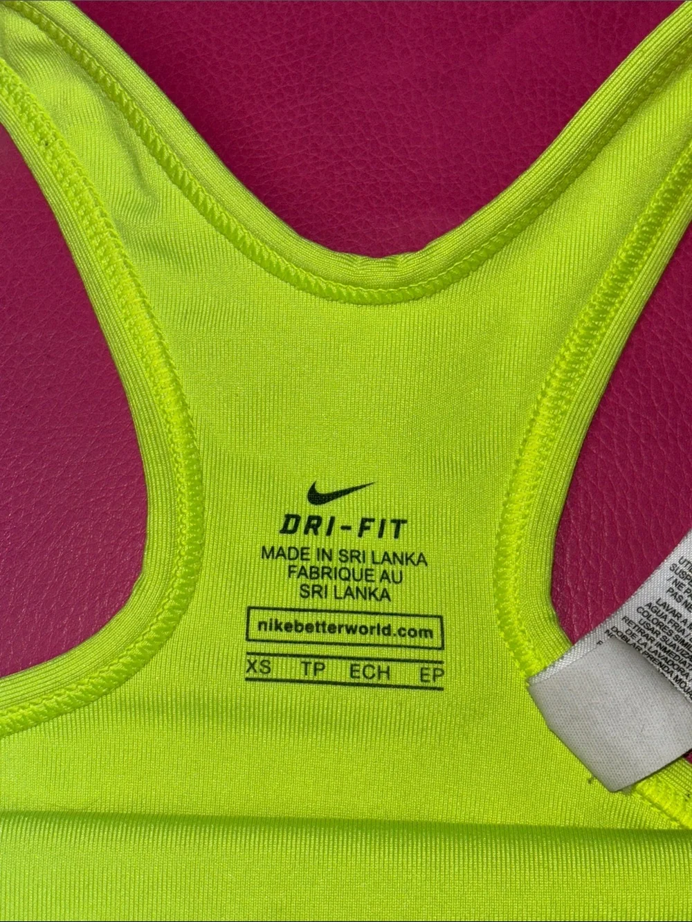 Nike Neon Yellow and Black Racerback Sports Bra